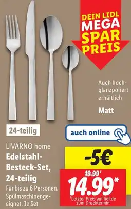 Lidl LIVARNO home Edelstahl Besteck-Set, 24-teilig Angebot