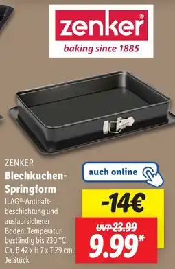 Lidl ZENKER Blechkuchen Springform Angebot