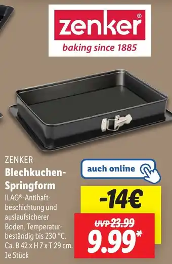 Lidl ZENKER Blechkuchen Springform Angebot