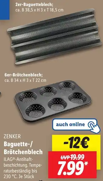 Lidl ZENKER Baguette-/ Brötchenblech Angebot