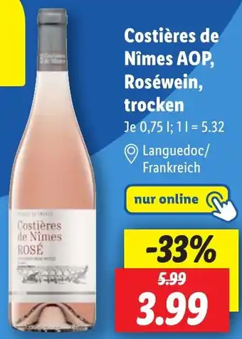 Lidl Costières de Nîmes AOP, Roséwein, trocken Angebot