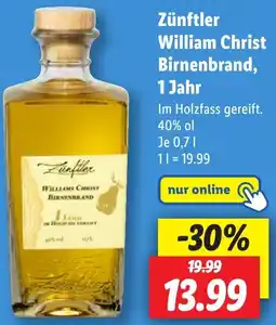 Lidl Zünftler William Christ Birnenbrand, 1 Jahr Angebot