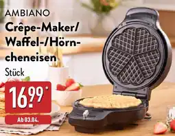 Aldi Nord AMBIANO Crêpe-Maker/ Waffel-/Hörncheneisen Angebot