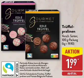 Aldi Nord GOURMET FINEST CUISINE Trüffelpralinen Angebot