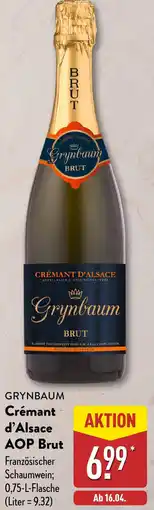 Aldi Nord GRYNBAUM Crémant d'Alsace AOP Brut Angebot