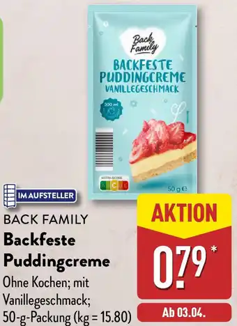 Aldi Nord BACK FAMILY Backfeste Puddingcreme Angebot