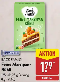 Aldi Nord BACK FAMILY Feine Marzipan Rübli Angebot