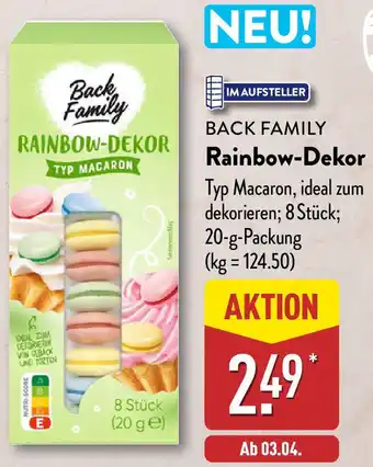 Aldi Nord BACK FAMILY Rainbow-Dekor Angebot