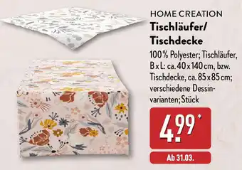 Aldi Nord HOME CREATION Tischläufer/ Tischdecke Angebot