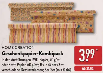 Aldi Nord HOME CREATION Geschenkpapier-Kombipack Angebot