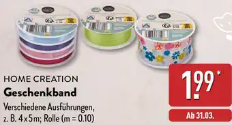 Aldi Nord HOME CREATION Geschenkband Angebot