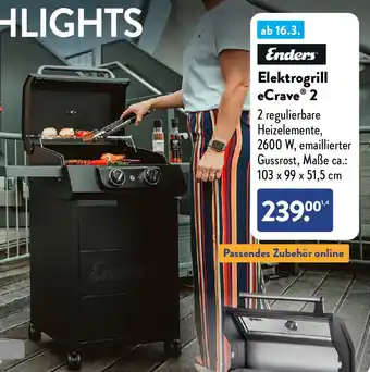 Aldi Nord Enders Elektrogrill eCrave 2 Angebot