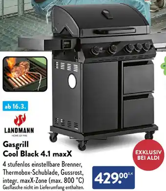 Aldi Nord LANDMANN Gasgrill Cool Black 4.1 maxX Angebot