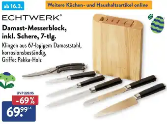 Aldi Nord ECHTWERK Damast-Messerblock, inkl. Schere, 7-tlg. Angebot