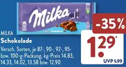 Aldi Süd MILKA Schokolade Angebot