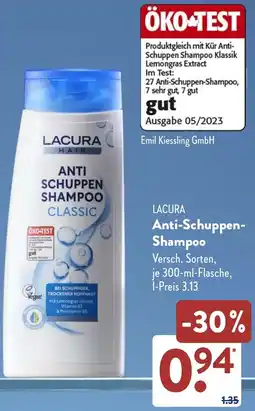 Aldi Süd LACURA Anti Schuppen Shampoo Angebot