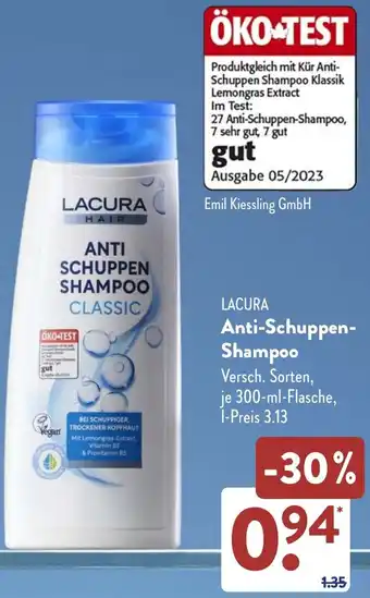 Aldi Süd LACURA Anti Schuppen Shampoo Angebot