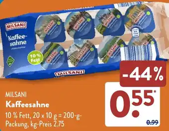 Aldi Süd MILSANI Kaffeesahne Angebot