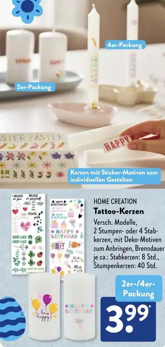 Aldi Süd HOME CREATION Tattoo-Kerzen Angebot