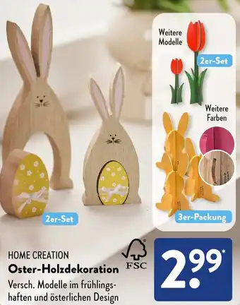 Aldi Süd HOME CREATION Oster-Holzdekoration Angebot