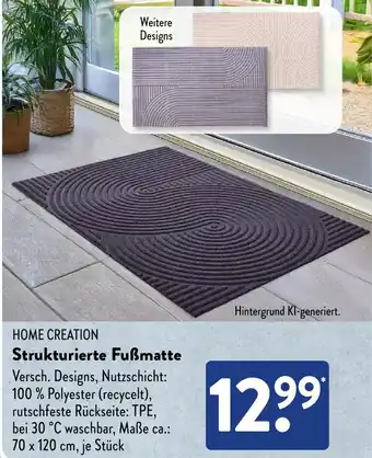 Aldi Süd HOME CREATION Strukturierte Fußmatte Angebot