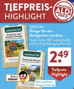 Aldi Süd GARDENLINE Dünger für den ökologischen Landbau Angebot