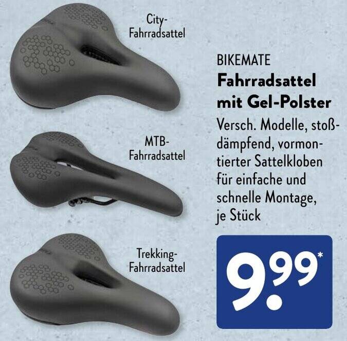 BIKEMATE Fahrradsattel mit Gel-Polster Angebot bei Aldi Sd