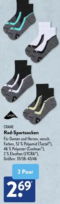 Aldi Süd CRANE Rad-Sportsocken Angebot