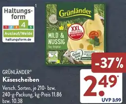 Aldi Süd GRÜNLÄNDER Käsescheiben Angebot