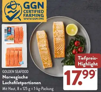 Aldi Süd GOLDEN SEAFOOD Norwegische Lachsfiletportionen Angebot