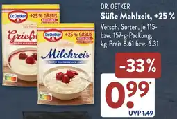 Aldi Süd DR. OETKER Süße Mahlzeit, +25% Angebot