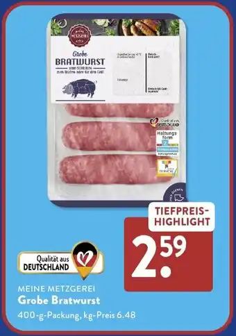 Aldi Süd MEINE METZGEREI Grobe Bratwurst Angebot