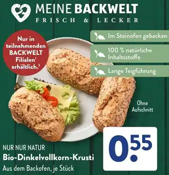 Aldi Süd NUR NUR NATUR Bio-Dinkelvollkorn-Krusti Angebot