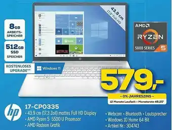 Euronics Berlet Hp 17-cp0335 Notebook Angebot