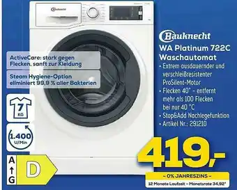 Euronics Berlet Bauknecht Wa Platinum 722c Waschautomat Angebot