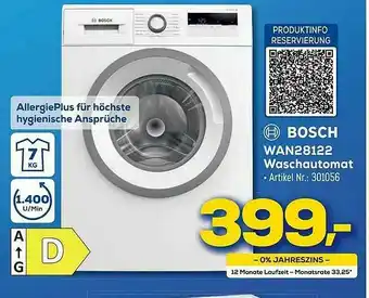 Euronics Berlet Bosch Wan28122 Waschautomat Angebot