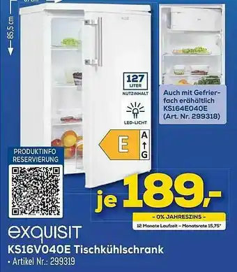 Euronics Berlet Exquisit Ks16v040e Tischkühlschrank Angebot