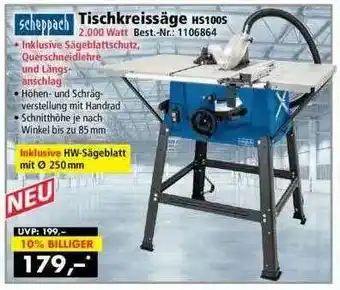 Norma24 Scheppach Tischkreissäge Hs100s Angebot