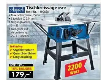 Norma24 Scheppach Tischkreissäge Hs111 Angebot