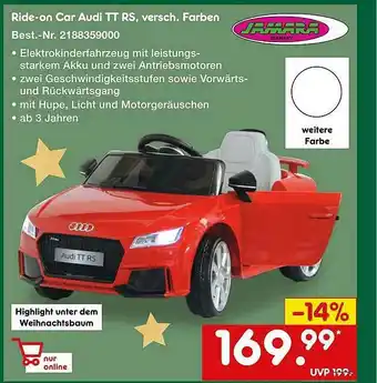 Netto Marken-Discount Ride-on Car Audi Tt Rs Vesch. Farben Jamara Angebot