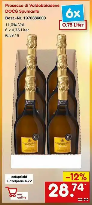 Netto Marken-Discount Prosecco Di Valdobbiadene Docg Spumante Angebot