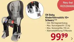 Rossmann OK Baby Kinderfahrradsitz 10+ Schwarz Angebot