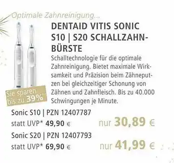 Apotal Dentaid Vitis Sonic S10 Oder S20 Schallzahnbürste Angebot