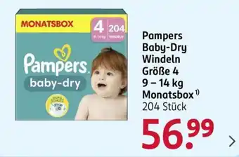 Rossmann Pampers Baby-Dry Windeln Größe 4 9-14 kg Monatsbox Angebot