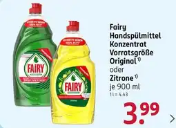 Rossmann Fairy Handspülmittel Konzentrat Vorratsgröße Angebot