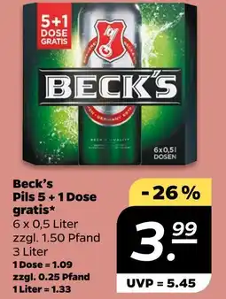 NETTO Beck's pils 5 + 1 dose gratis Angebot