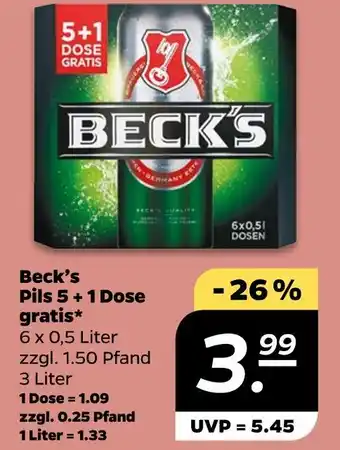 NETTO Beck's pils 5 + 1 dose gratis Angebot