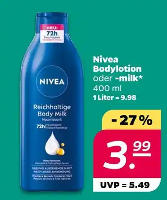 NETTO Nivea bodylotion oder -milk Angebot