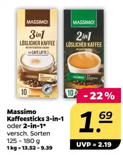 NETTO Massimo kaffeesticks 3-in-1 oder 2-in-1 Angebot