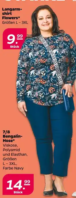 NETTO Langarmshirt flowers oder 7/8 bengalin-hose Angebot